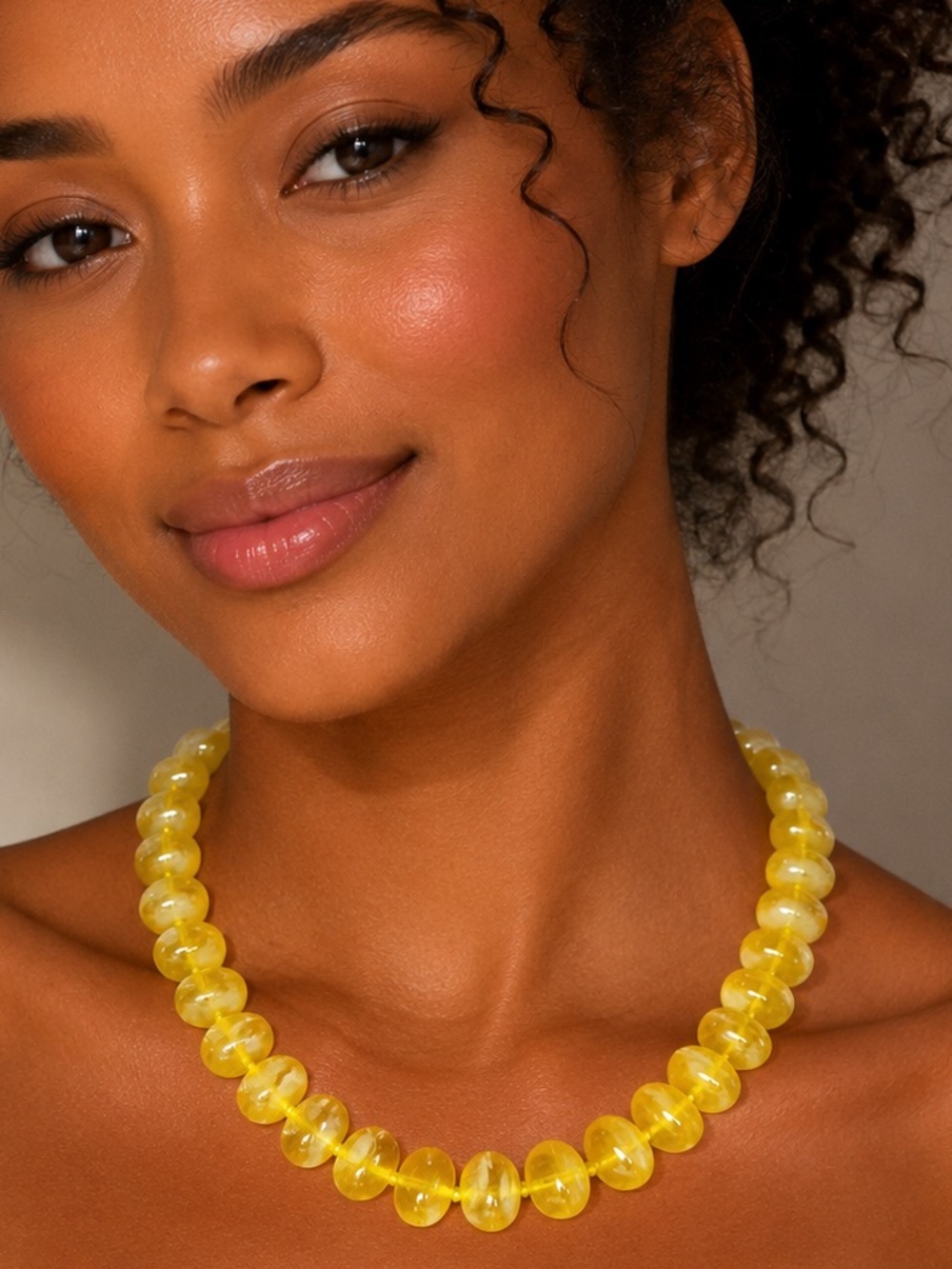 Chunky Yellow Beaded Necklace